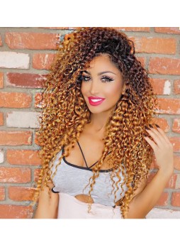 Beauty Trend Hair Healthy  Two Tone Deep Wave Deep Curly Ombre Hair Weaves Brown Color 1B/30 13x6 150% Density  Lace Frontal Wig Parted Brazilian Human Hair Wig 